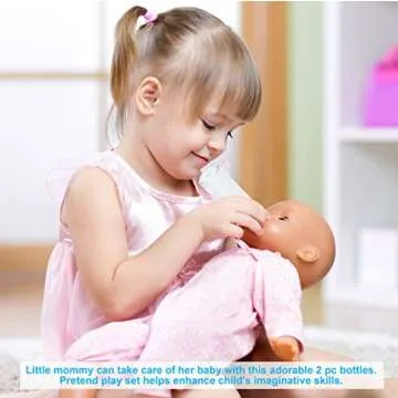 Click N' Play Magic Disappearing Baby Bottle Toy Set, Baby Doll Bottles with Disappearing Milk & Jui...