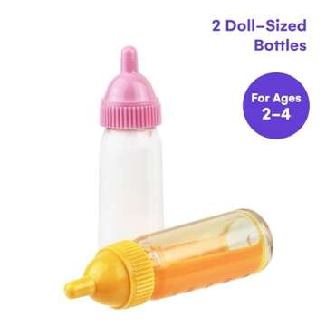Click N' Play Magic Disappearing Baby Bottle Toy Set, Baby Doll Bottles with Disappearing Milk & Juice, Baby Doll Accessories Toys for Kids & Toddlers, Great Gift for Little Girls Ages 2-4