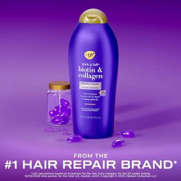 OGX Thick & Full + Biotin & Collagen Volumizing Conditioner, Nutrient-Infused Conditioner + Vitamin ...