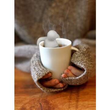 Genuine Fred, MR. TEA, Resuable Silicone Tea Infuser, Gray, Fun Gift for Tea Lovers, Clever Kitchen ...