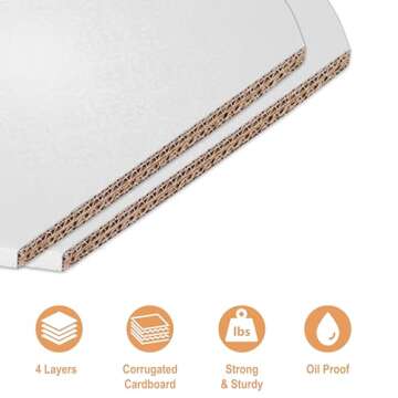 BOARDS+ Cake Drum 10 Inch (14 Pack) | 1/2" Thick Cake Rounds | Free Prop Up Tool & Matching Ribbon | Sturdy, Greaseproof, Seamless Cake Circles For Presenting Heavy/Tiered Cakes