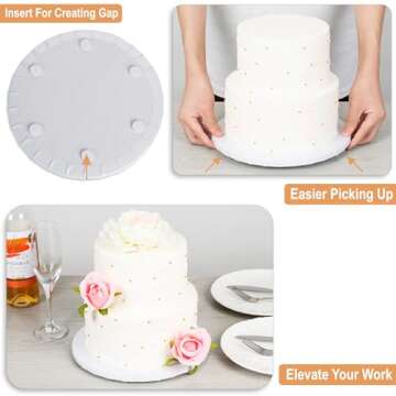 BOARDS+ Cake Drum 10 Inch (14 Pack) | 1/2" Thick Cake Rounds | Free Prop Up Tool & Matching Ribbon | Sturdy, Greaseproof, Seamless Cake Circles For Presenting Heavy/Tiered Cakes