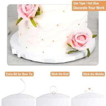 BOARDS+ Cake Drum 10 Inch (14 Pack) | 1/2" Thick Cake Rounds | Free Prop Up Tool & Matching Ribbon | Sturdy, Greaseproof, Seamless Cake Circles For Presenting Heavy/Tiered Cakes