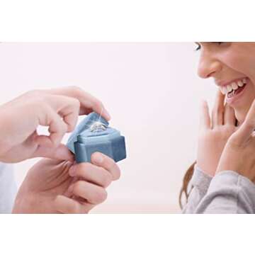 BLUTETE Hexagon Velvet 2 Slots Jewelry Ring Box Engagement Ring Box Wedding Day Detachable Lid for Proposal Engagement Wedding Ceremony (Blue Ocean)