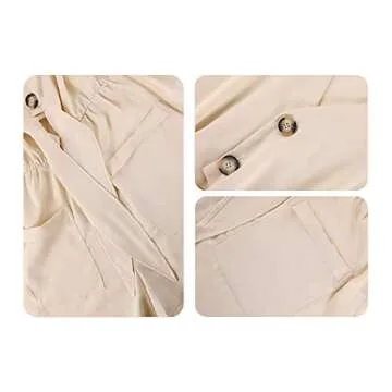 Ivay Womens V Neck Button Rompers Knot Tie Short Sleeve Sexy Loose Playsuit Jumpsuit with Pockets