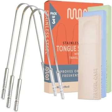 MasterMedi Stainless Steel Tongue Scraper Set for Oral Care