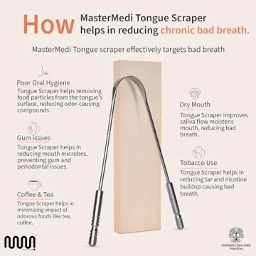 MasterMedi Stainless Steel Tongue Scraper Combo Pack for Oral Care