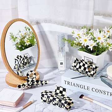 Stylish 3 Piece Checkered Hair Claw Clips for Women