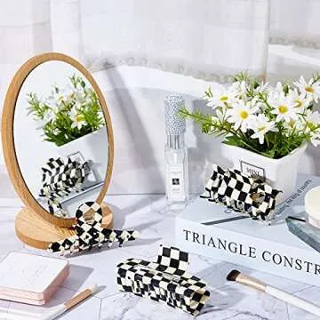 Stylish 3 Piece Checkered Hair Claw Clips for Women