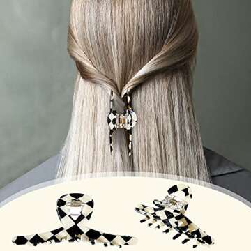 Stylish 3 Piece Checkered Hair Claw Clips for Women