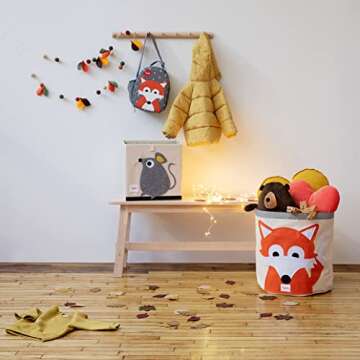 3 Sprouts Toy Storage Organizer: Toy Box Cube Organizer for Playroom, Nursery - Foldable Storage Bin - Fox