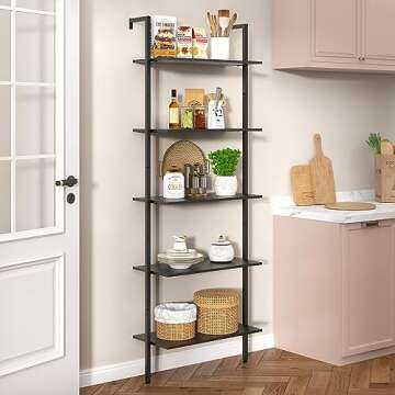 Tajsoon 5 Tier Multifunctional Ladder Shelf - Black