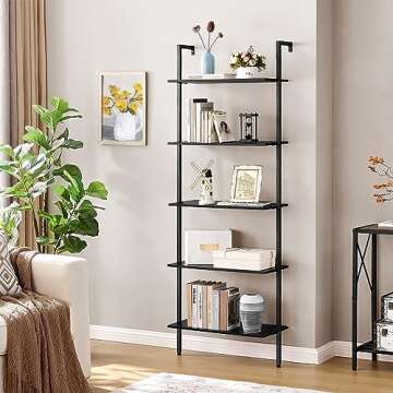 Tajsoon 5 Tier Multifunctional Ladder Shelf - Black
