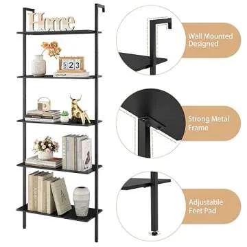 Tajsoon 5 Tier Multifunctional Ladder Shelf - Black