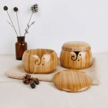 Milisten Yarn Bowl Large Handmade Yarn Storage Holder Bowl for Knitting Crochet Yarn Winder Knitting Accessories