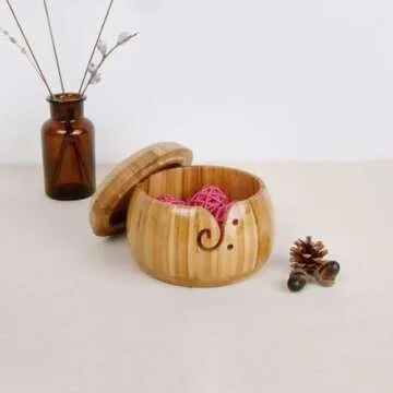 Milisten Yarn Bowl Large Handmade Yarn Storage Holder Bowl for Knitting Crochet Yarn Winder Knitting Accessories