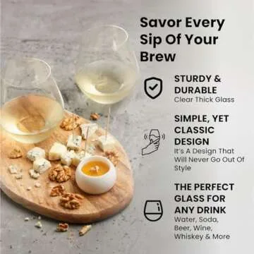 Chef's Star Stemless Wine Glasses Set of 2, No Stem Wine Glasses, Heavy Base, Large Wine Glasses, Wine Cups for Cocktails, Red Wine and Scotch for Homes and Bars 15 oz, Set of 2