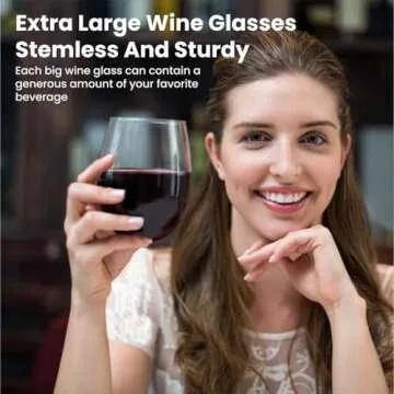 Chef's Star Stemless Wine Glasses Set of 2, No Stem Wine Glasses, Heavy Base, Large Wine Glasses, Wine Cups for Cocktails, Red Wine and Scotch for Homes and Bars 15 oz, Set of 2