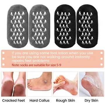 JaGely 6 Pairs Moisturizing Socks Soft Gel Spa Socks for Dry Cracked Feet Skins Gel Lined Feet Care ...