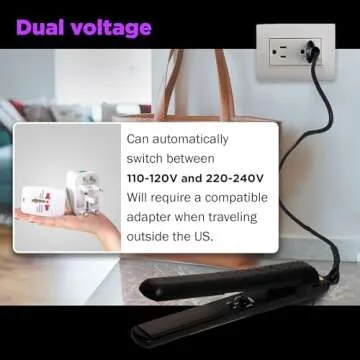 Herstyler Forever Straightening Flat Iron | Travel Friendly Dual Voltage 1.25 inch | Ceramic Hair Straightener For Silken Hair | Negative Ion Technology To Fight Frizz | Beautiful In Black