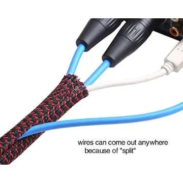 Alex Tech 10ft - 1/2 inch Cord Protector Wire Loom Tubing Cable Sleeve Split Sleeving for USB Cable Power Cord Audio Video Cable – Protect Cat from Chewing Cords - BlackRed