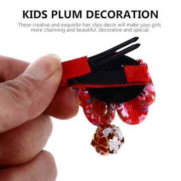 Lurrose 2pcs Japanese Kimono Flower Hair Clips Japanese Style Plum Hairpins Traditional Chinese Hanfu Hair Barrettes Hair Accessories for Women Girls (Red)