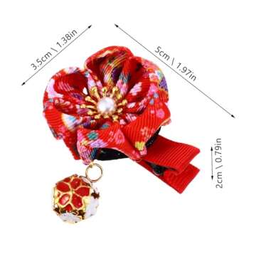Lurrose 2pcs Japanese Kimono Flower Hair Clips Japanese Style Plum Hairpins Traditional Chinese Hanfu Hair Barrettes Hair Accessories for Women Girls (Red)