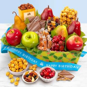 Happy Birthday Orchard Delight Fruit and Gourmet Gift Basket