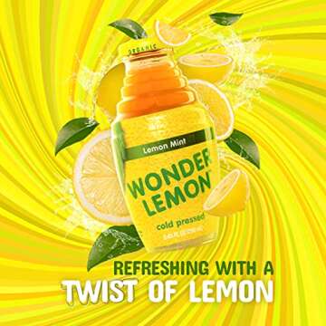Wonder Lemon Organic Lemon Mint Cold Pressed Juice, 8.45oz (6 Pack)