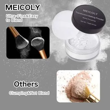MEICOLY Talc-Free Setting Powder with Sifter,Long Lasting Loose Face Powder,Translucent Powder Colorset Powder,Matte Finishing White Face Paint Setting Powder for Halloween SFX Makeup,Oil Control