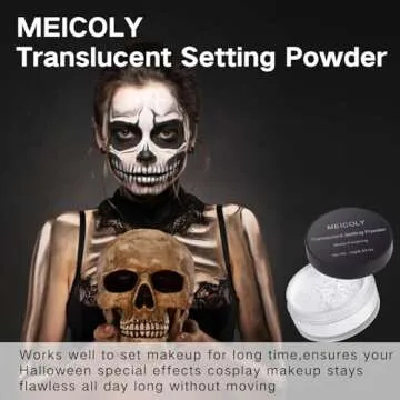 MEICOLY Talc-Free Setting Powder with Sifter,Long Lasting Loose Face Powder,Translucent Powder Colorset Powder,Matte Finishing White Face Paint Setting Powder for Halloween SFX Makeup,Oil Control