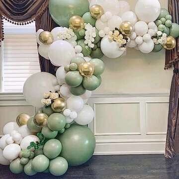 Sage Green Balloon Arch Kit Oh Baby Shower Decor,123pcs Green Balloon Garland Arch Kit with Sage Green Balloons Gold White Balloons for Baby Shower Decoration,Birthday,Wedding,Safari Party Decor