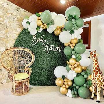 Sage Green Balloon Arch Kit Oh Baby Shower Decor,123pcs Green Balloon Garland Arch Kit with Sage Green Balloons Gold White Balloons for Baby Shower Decoration,Birthday,Wedding,Safari Party Decor