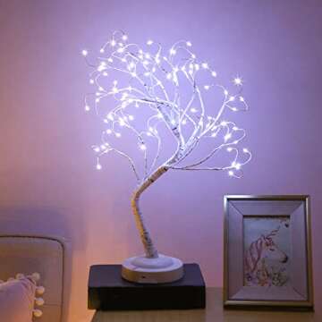108 LED Birch Tree Lights 20 Inches Artificial Tabletop Fairy Tree Lamp Eight Lighting Modes USB or ...