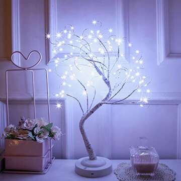 108 LED Birch Tree Lights 20 Inches Artificial Tabletop Fairy Tree Lamp Eight Lighting Modes USB or Battery Operated with Timer Decor for Bedroom Living Room Wedding Christmas Easter (White Light)