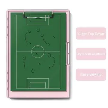 Hongri Clipboard with Storage, Pink 8.5 x 11 Folder Nursing Side Opening, Heavy Duty with Dual Compartment, Dry Erase Clear Cover, Smooth Writing for Teachers, Classroom, Office & School Supplies