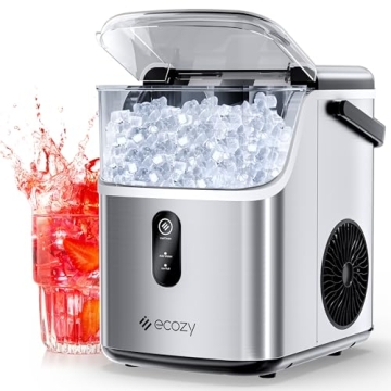 ecozy Nugget Ice Maker Countertop, Ice Maker with 33 lbs/24H, Crushed Pellet Ice Cubes, One-Click Op...