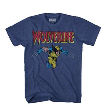 Marvel Men's Wolverine Classic Logo T-Shirt Navy Heather