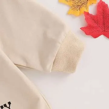 Newborn Baby Girl Boy Halloween Outfit Long Sleeve Pumpkin Ghost Sweatshirt Romper Oversized Onesie Fall Clothes (F-Apricot, 0-3 Months)