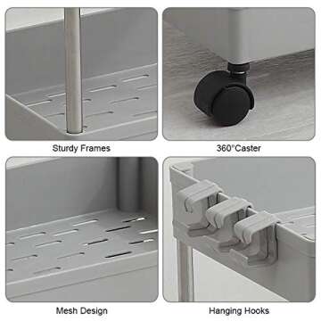 Slim Storage Cart for Kitchen and Bathroom Organization