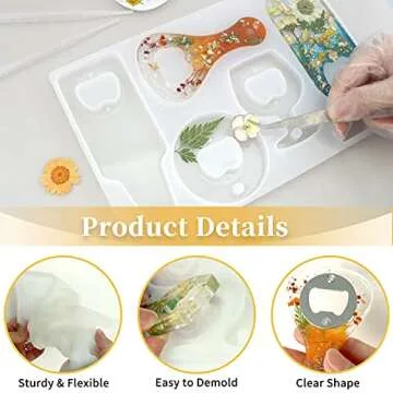 Bottle Opener Resin Molds, Lovppy Beer Opener Silicone Molds, Epoxy Resin Casting Molds, Beer Spanner Kit with Screwdriver and Patch, DIY Jewelry Craft Mold for Bottle Opener Keychain Wine Corkscrew