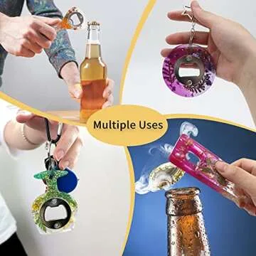 Bottle Opener Resin Molds, Lovppy Beer Opener Silicone Molds, Epoxy Resin Casting Molds, Beer Spanner Kit with Screwdriver and Patch, DIY Jewelry Craft Mold for Bottle Opener Keychain Wine Corkscrew