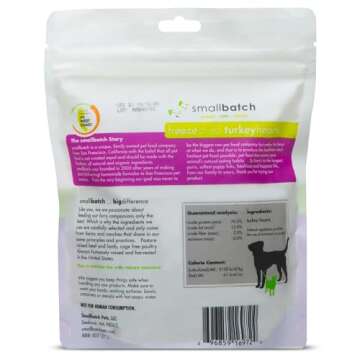 smallbatch Pets Premium Freeze-Dried Turkey Heart Treats for Dogs and Cats, 3.5 oz, Made and Sourced...