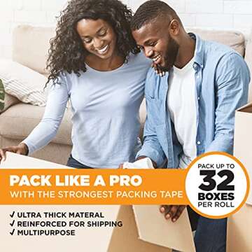 Tape King Clear Packing Tape - 60 Yards Per Roll (Pack of 6 Rolls) - Stronger & Thicker 2.7mil, Heav...