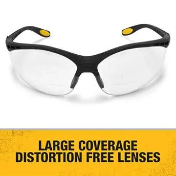 DEWALT DPG59-125C Reinforcer Rx-Bifocal 2.5 Clear Lens High Performance Protective Safety Glasses with Rubber Temples and Protective Eyeglass Sleeve