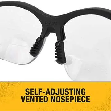 DEWALT DPG59-125C Reinforcer Rx-Bifocal 2.5 Clear Lens High Performance Protective Safety Glasses with Rubber Temples and Protective Eyeglass Sleeve