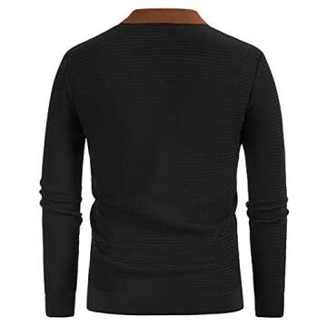 PJ PAUL JONES Men’s Lapel Collar Button Up Long Sleeve Cardigan Sweater Black