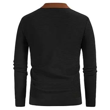 PJ PAUL JONES Men’s Lapel Collar Button Up Long Sleeve Cardigan Sweater Black