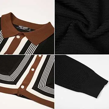 PJ PAUL JONES Men’s Lapel Collar Button Up Long Sleeve Cardigan Sweater Black