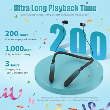 Lecefty Neckband Bluetooth Headphones 200H Playtime